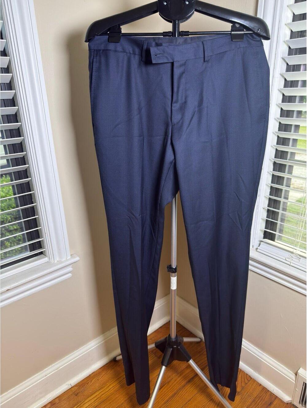 Nordstrom Rack Men’s Dark Navy 100% Wool Dress Pants 37x39 NWT Raw Hem